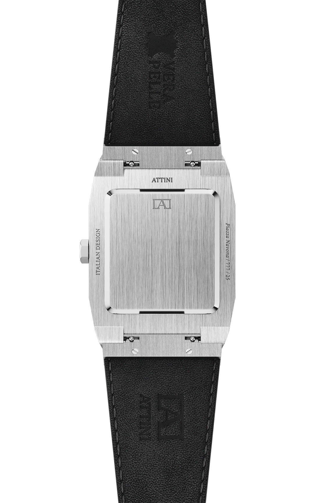 ATTINI - Piazza Navona, Roma / Leather Strap, Black Color, Swiss Parts