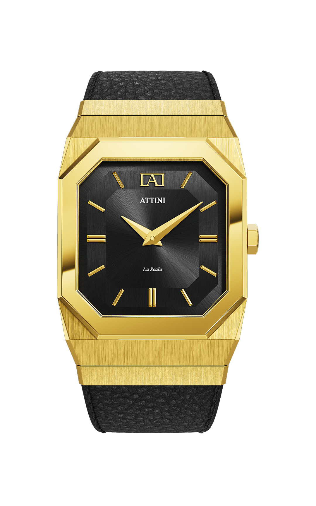 ATTINI - La Scala / Leather Strap, Black Color, Swiss Parts.