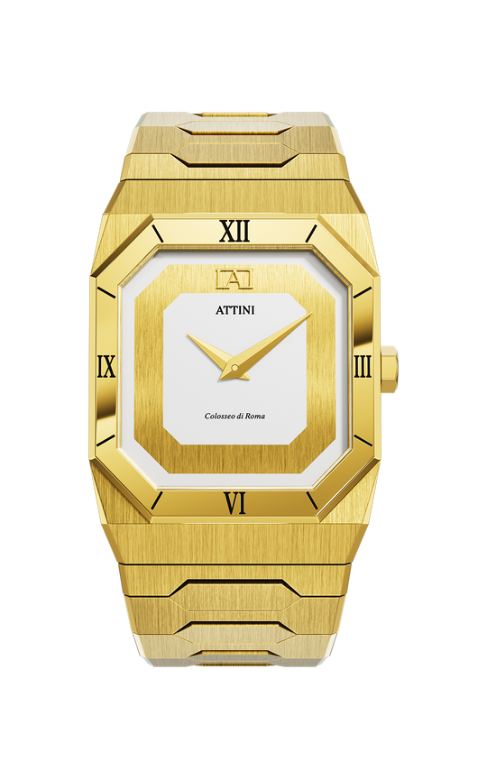 ATTINI - Colosseo di Roma, Verona / Oyster Bracelet, Gold Color, Swiss Movement.