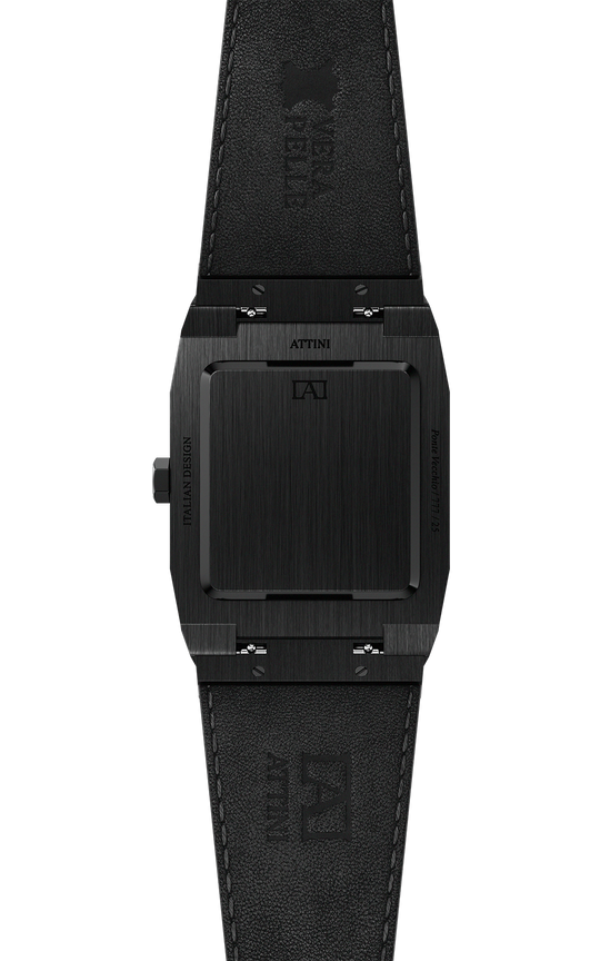 ATTINI - Ponte Vecchio, Firenze / Leather Strap (croc pattern), Black Color, Swiss Parts