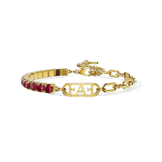 Bracciale a catena da tennis Glam / Colore rosso rubino