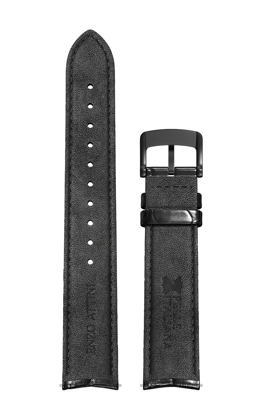 Black Italian Leather Strap (croc pattern) / Black Color Buckle