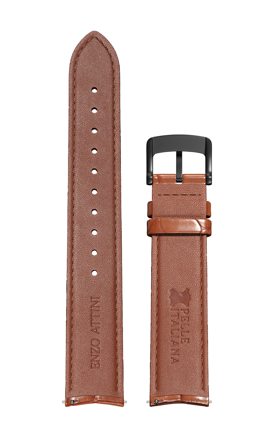 Brown Italian Leather Strap (croc pattern) / Black Color Buckle
