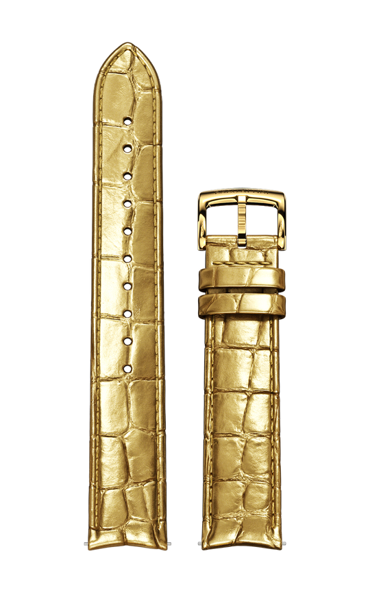 Gold Italian Leather Strap (croc pattern) / Gold Color Buckle