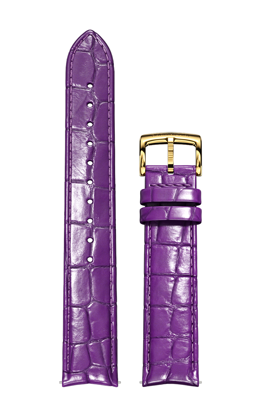 Purple Italian Leather Strap (croc pattern) / Gold Color Buckle