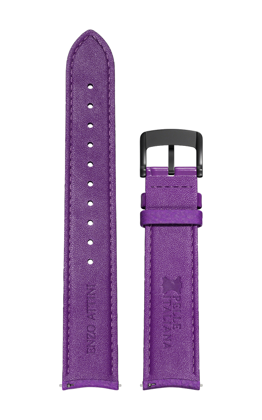 Purple Italian Leather Strap / Black Color Buckle