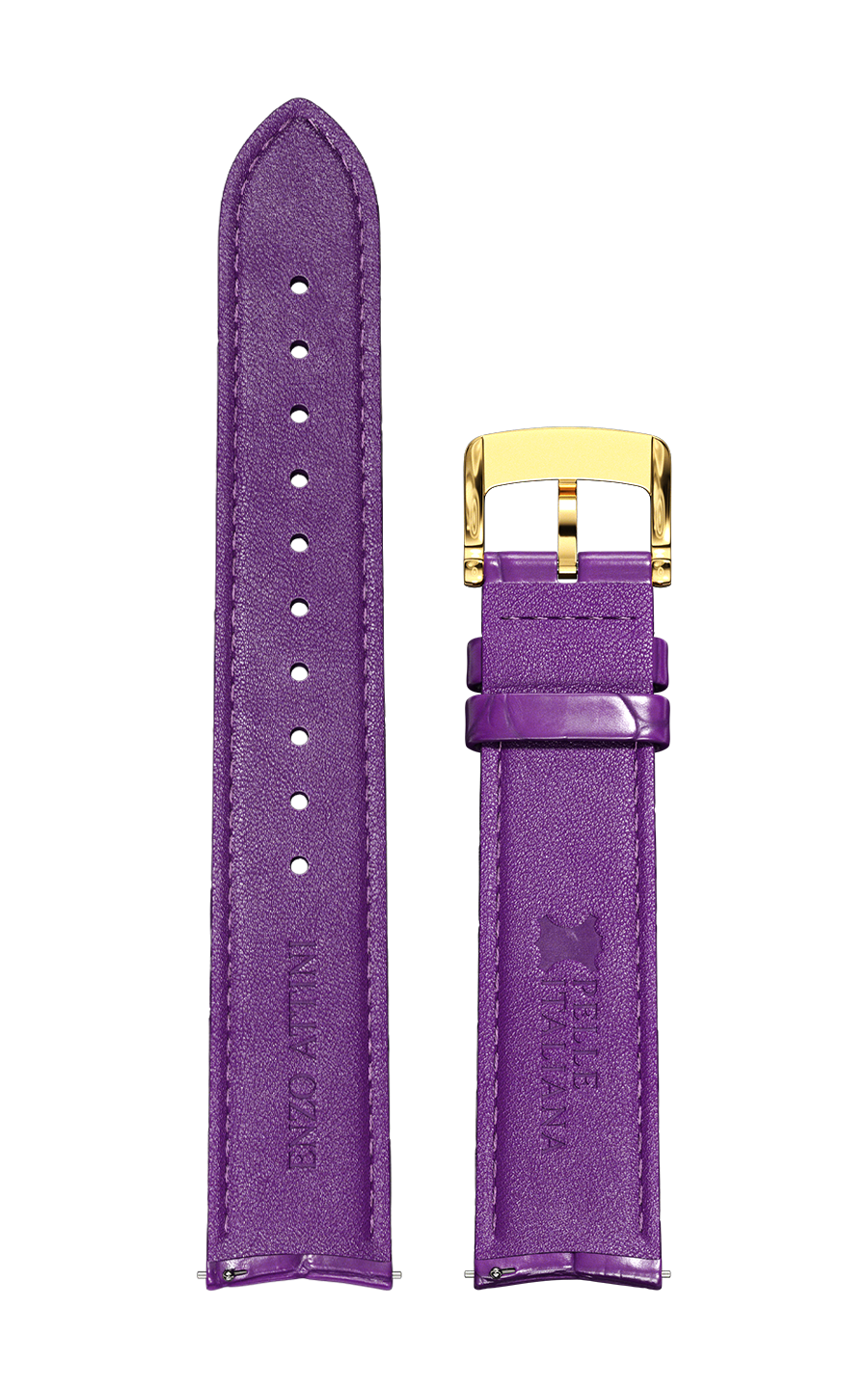 Purple Italian Leather Strap (croc pattern) / Gold Color Buckle