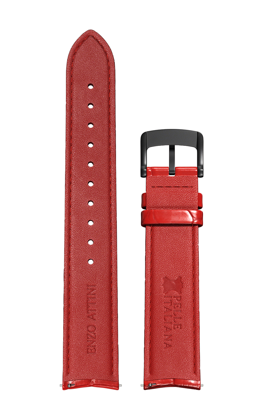 Red Italian Leather Strap (croc pattern) / Black Color Buckle