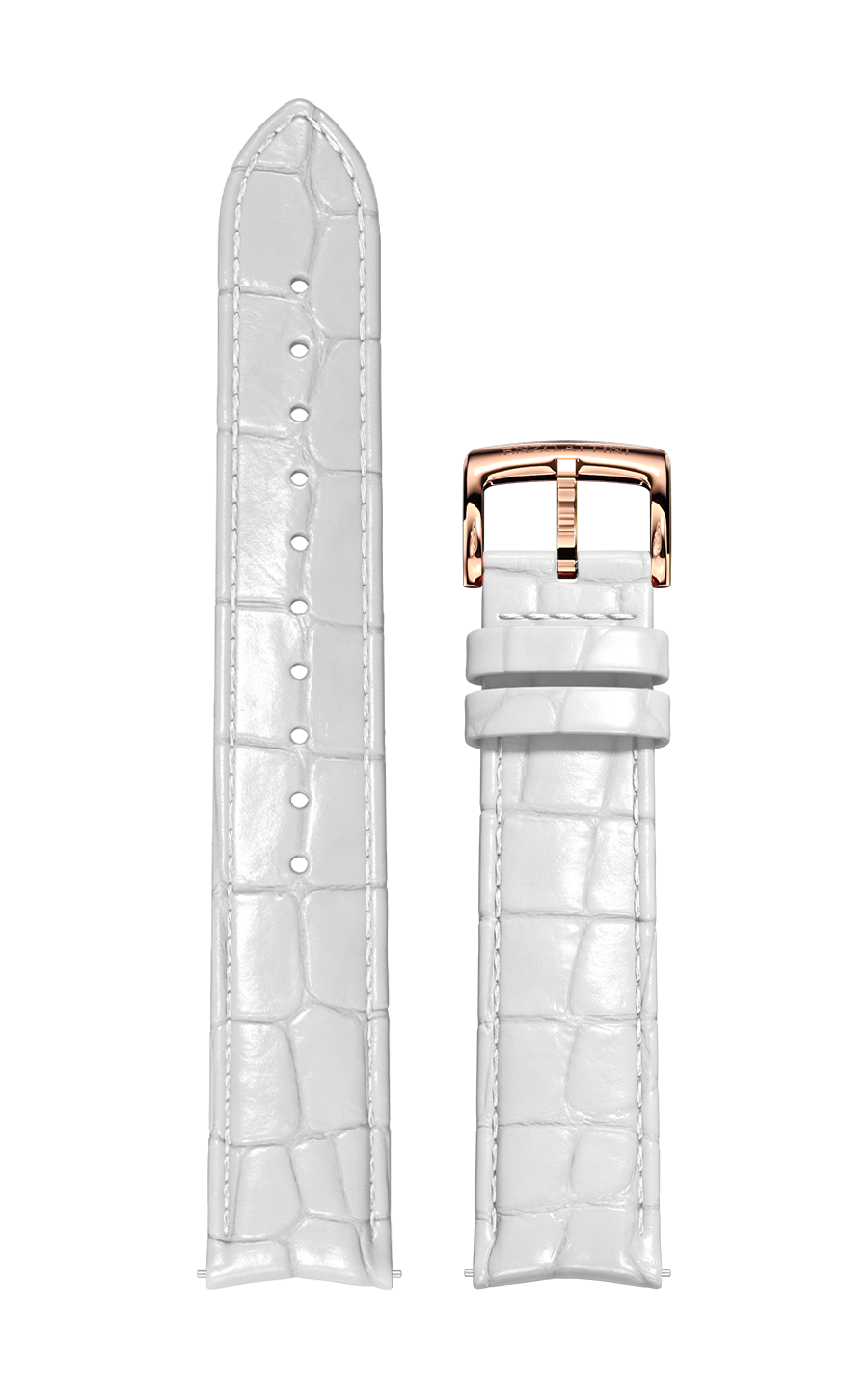 White Italian Leather Strap (croc pattern) / Rose Gold Color Buckle