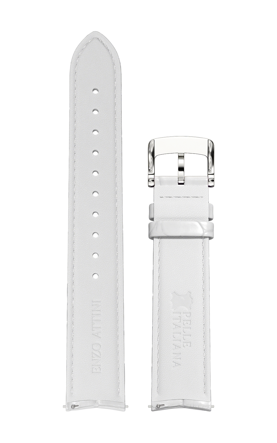 White Italian Leather Strap (croc pattern) / Silver Color Buckle