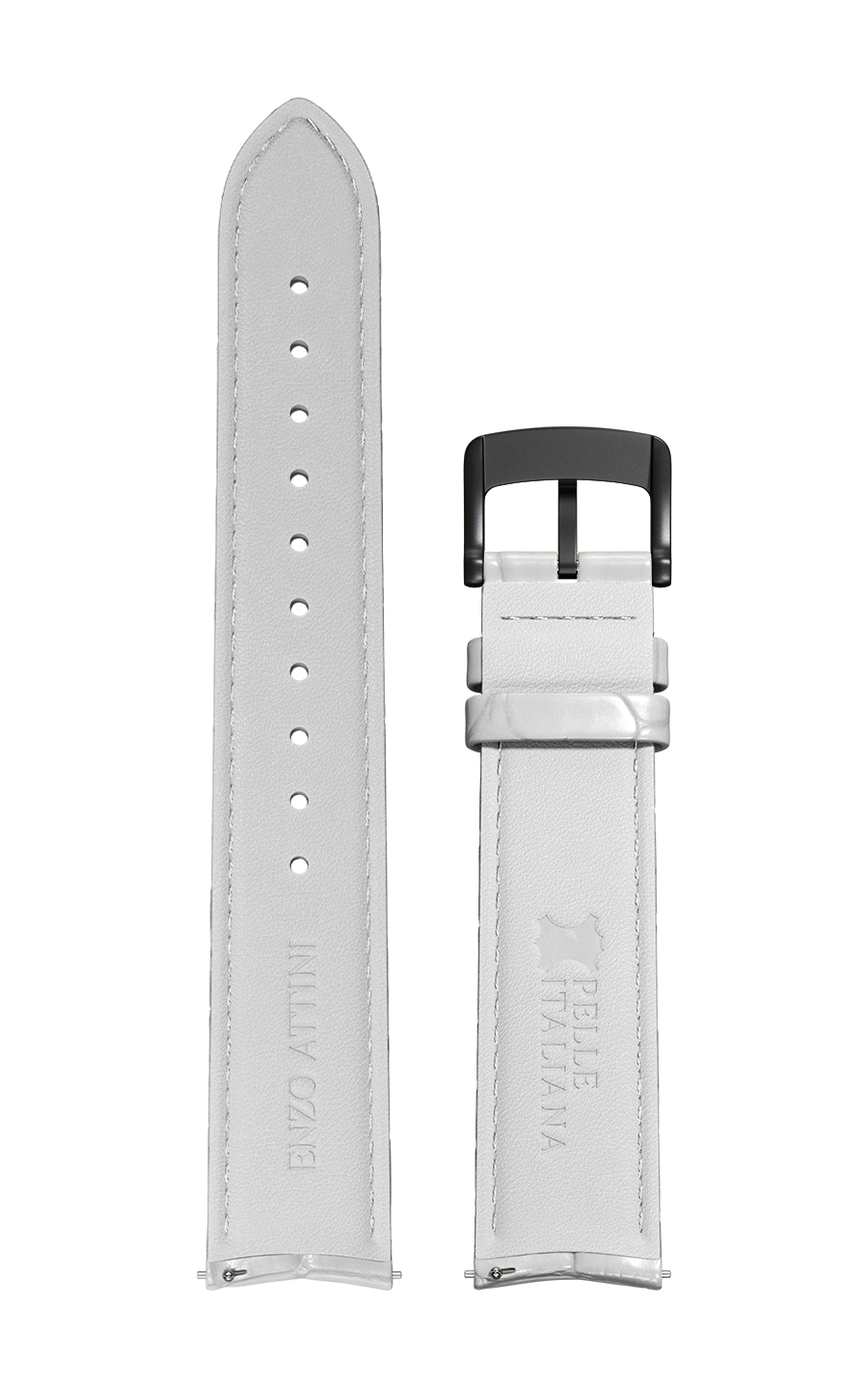 White Italian Leather Strap (croc pattern) / Black Color Buckle