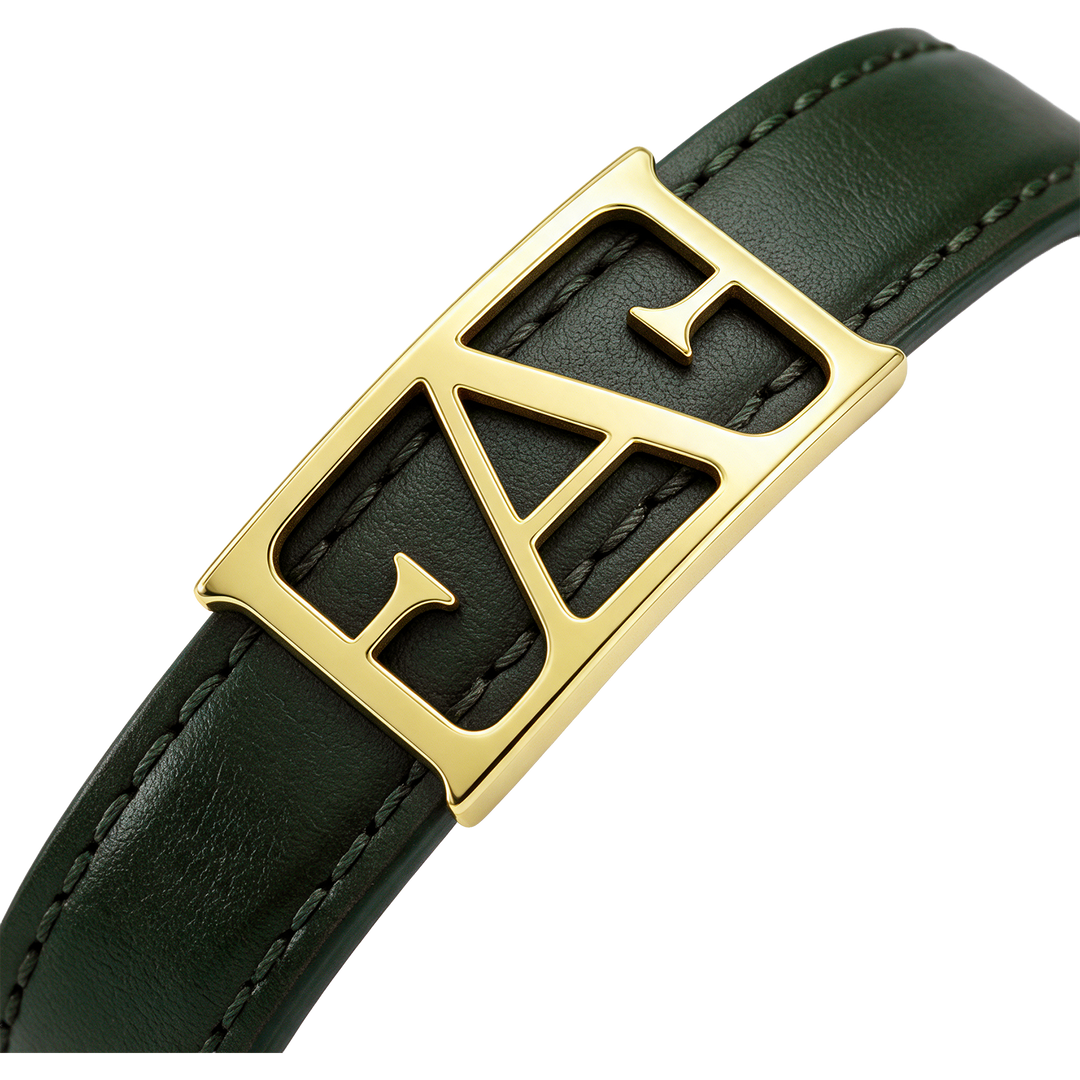 Statement Leather Bracelet / Green Color.