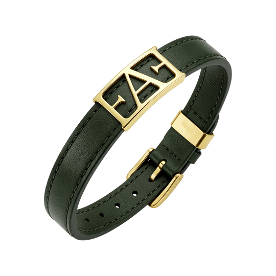 Statement Leather Bracelet / Green Color