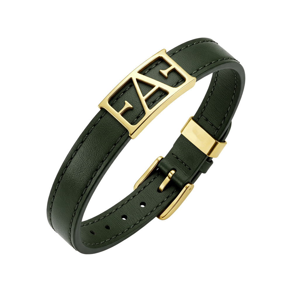 Statement Leather Bracelet / Green Color.