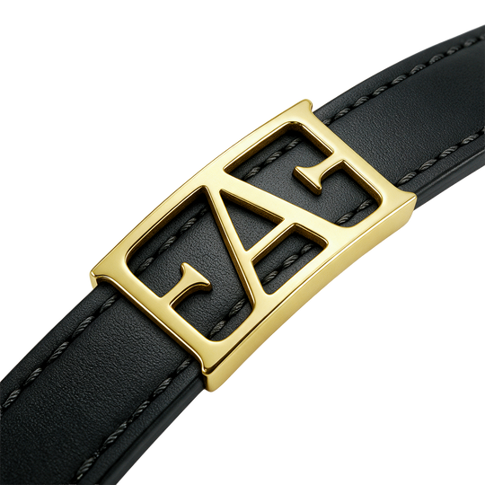 Statement Leather Bracelet / Black Color.