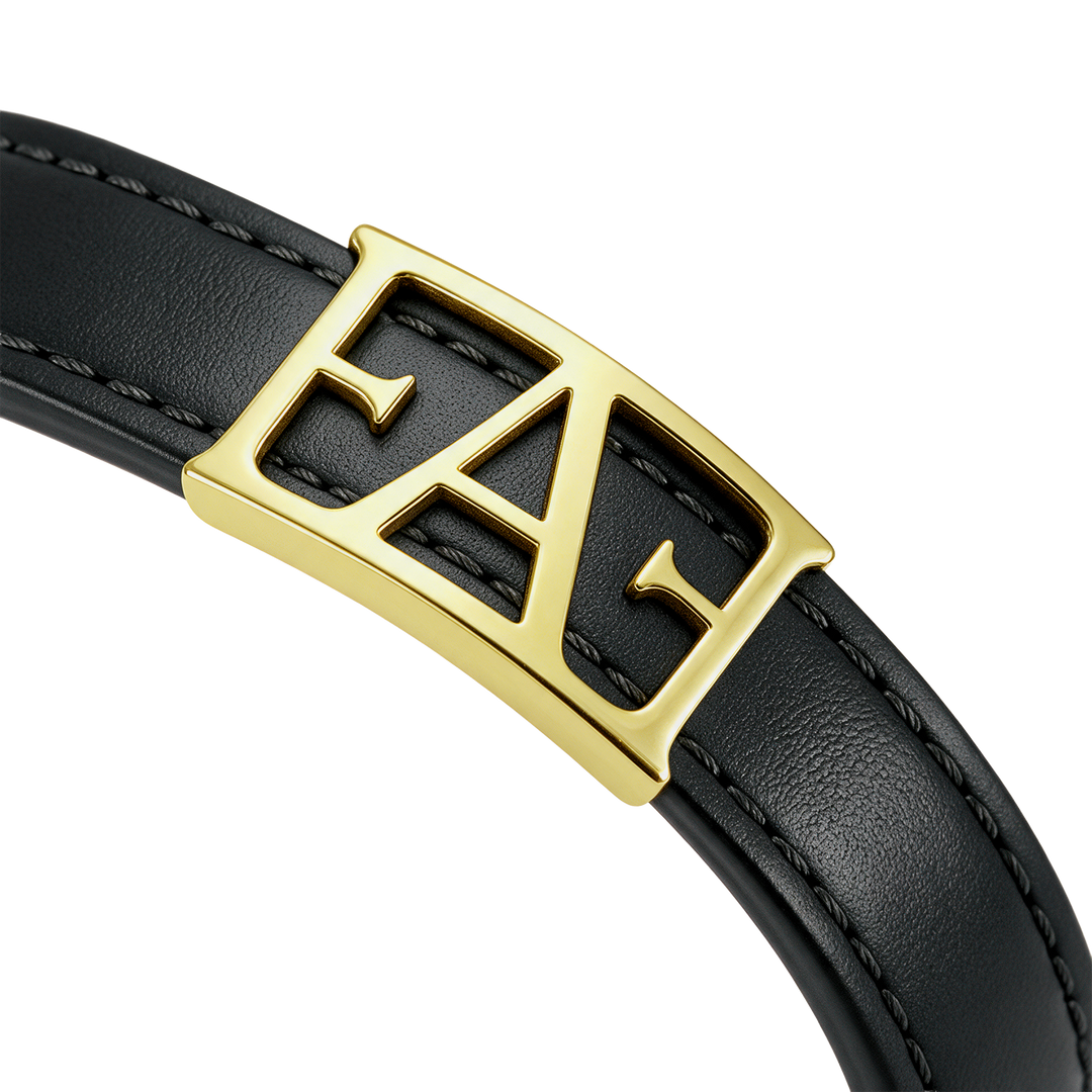 Statement Leather Bracelet / Black Color