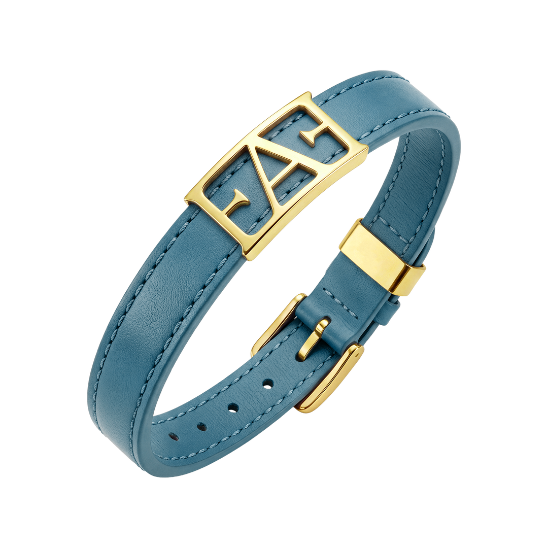 Statement Leather Bracelet / Blue Color