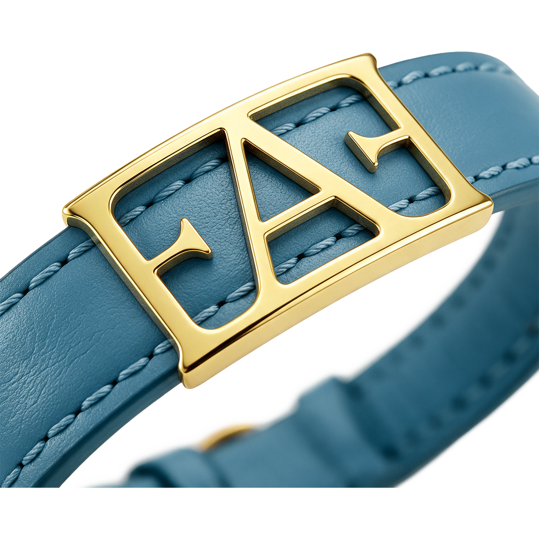 Statement Leather Bracelet / Blue Color