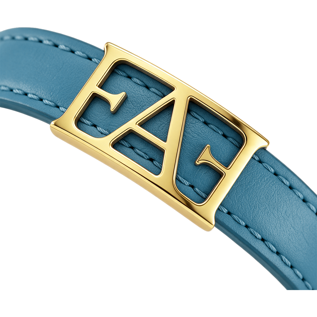 Statement Leather Bracelet / Blue Color