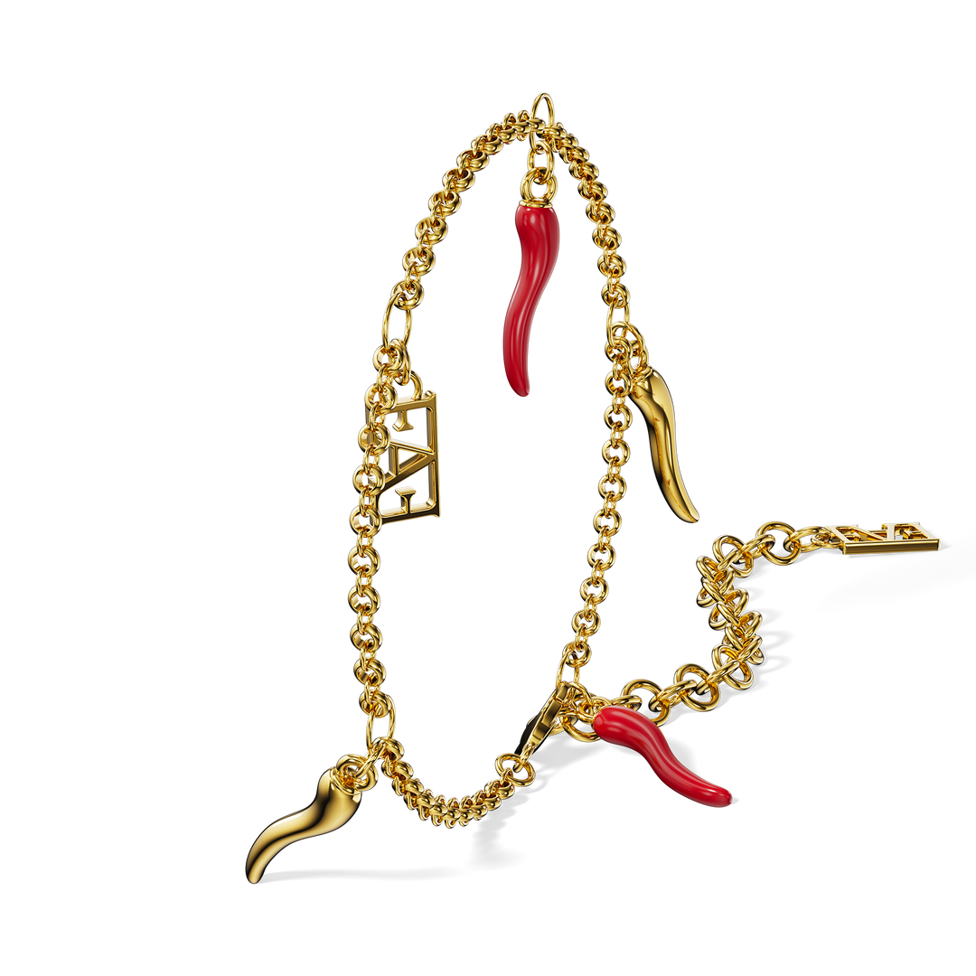 Cornicello Charm Bracelet – Red Horn - Enzo Attini - - jewelry_men