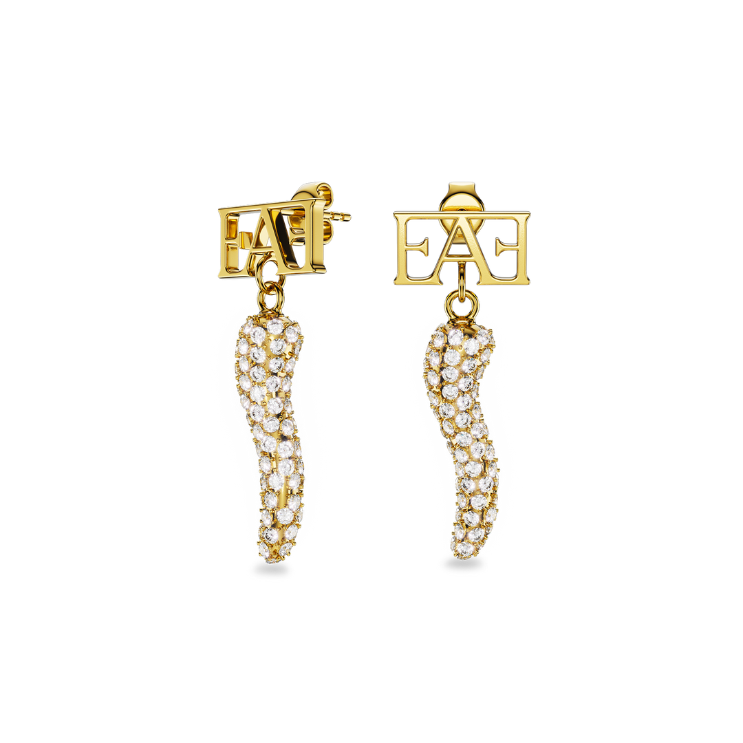 Cornicello Charm Earrings – White Horn - Enzo Attini - - earrings, jewelry_women