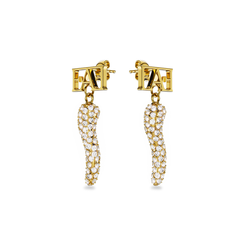 Cornicello Charm Earrings – White Horn - Enzo Attini - - earrings, jewelry_women