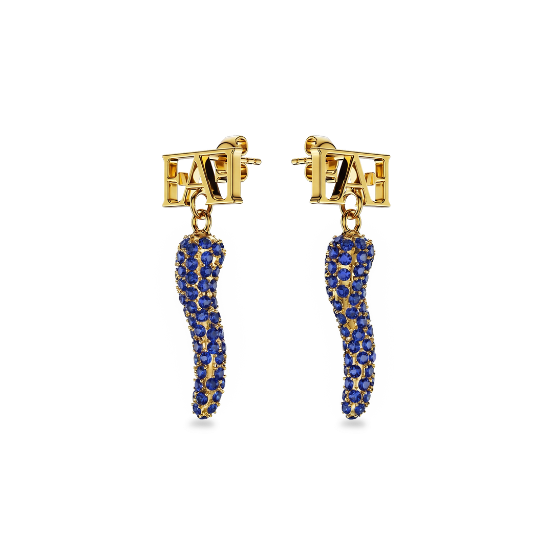 Cornicello Charm Earrings / Blue Horn - Enzo Attini - - earrings, jewelry_women