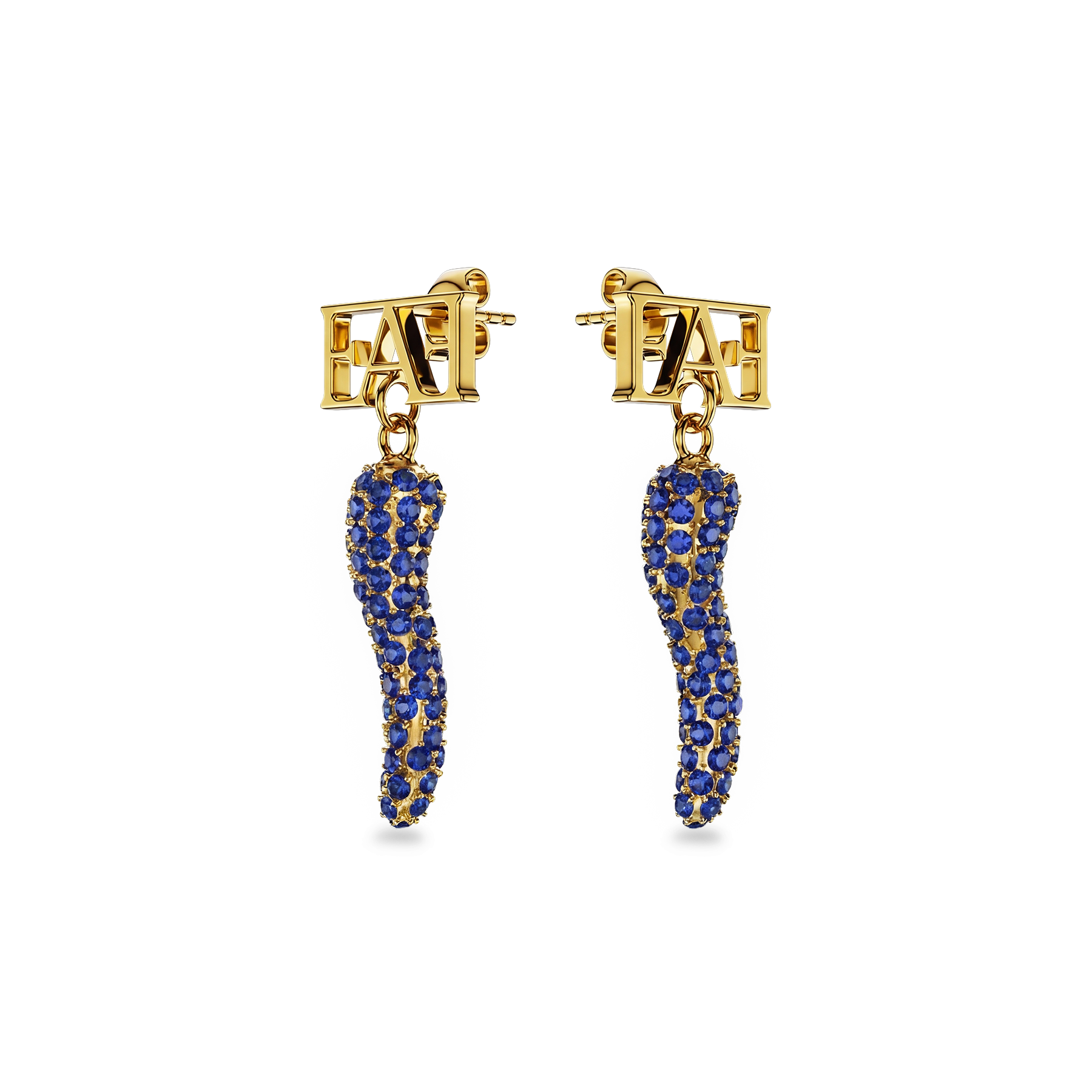 Cornicello Charm Earrings / Blue Horn - Enzo Attini - - earrings, jewelry_women