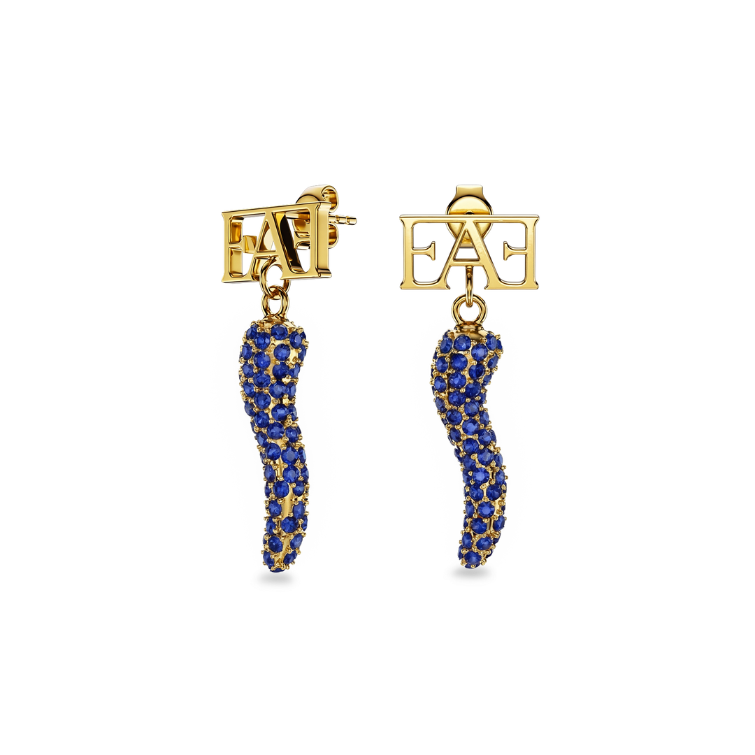 Cornicello Charm Earrings / Blue Horn - Enzo Attini - - earrings, jewelry_women