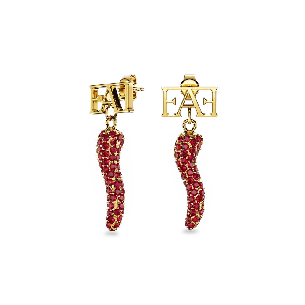 Cornicello Charm Earrings / Red Ruby Horn - Enzo Attini - - earrings, jewelry_women
