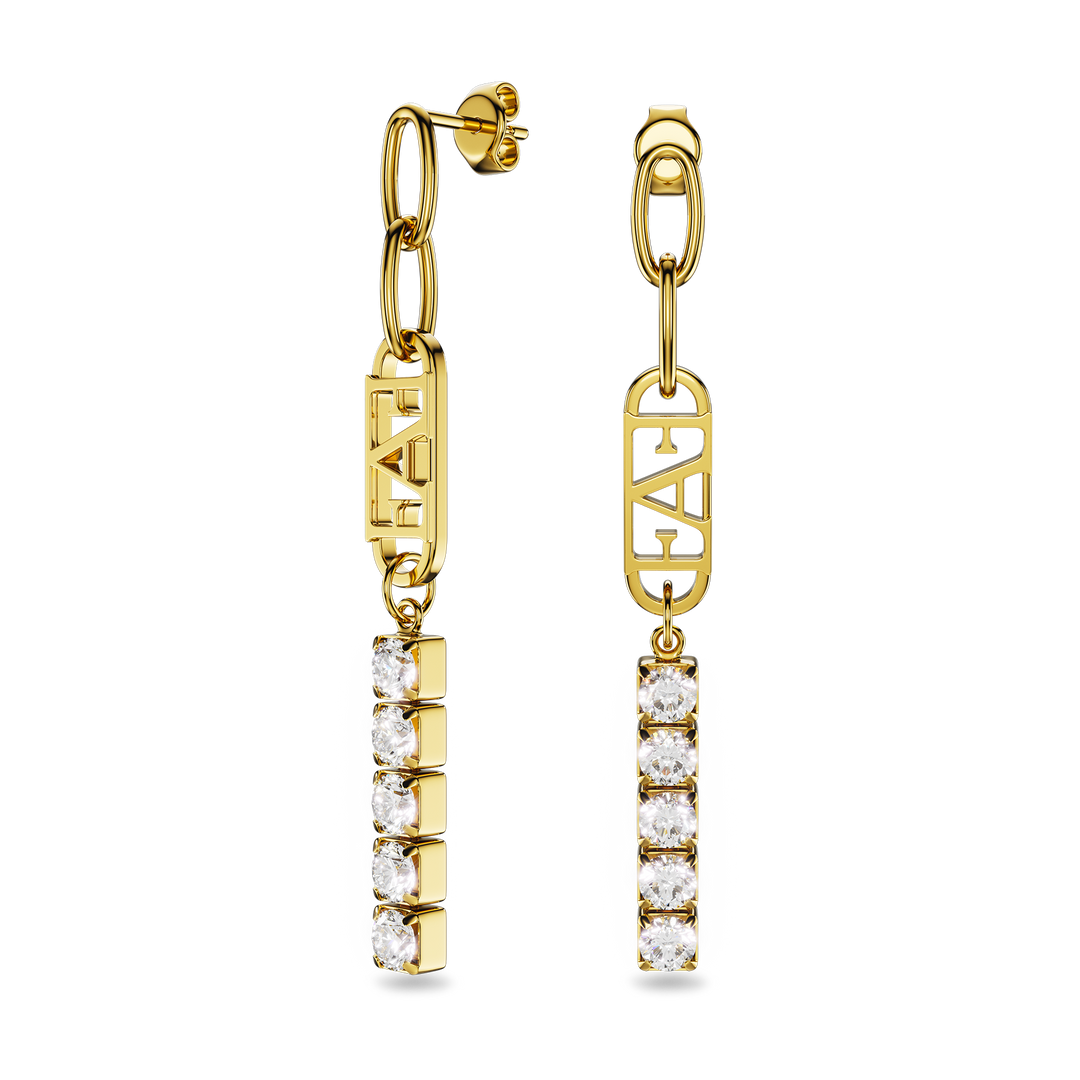 Glam Tennis Chain Earrings / White Color