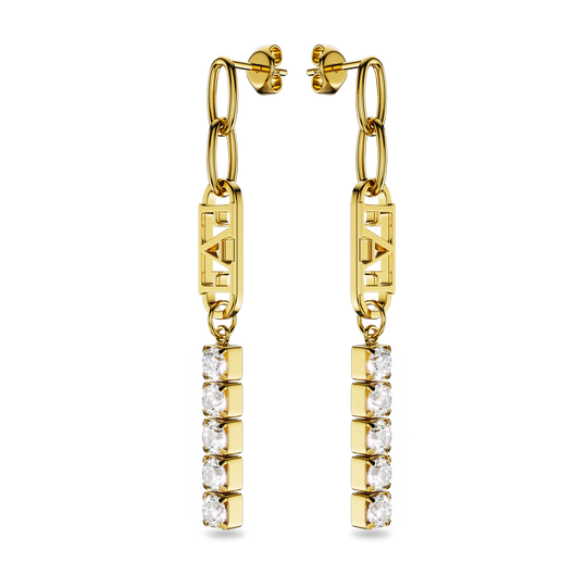 Glam Tennis Chain Earrings / White Color
