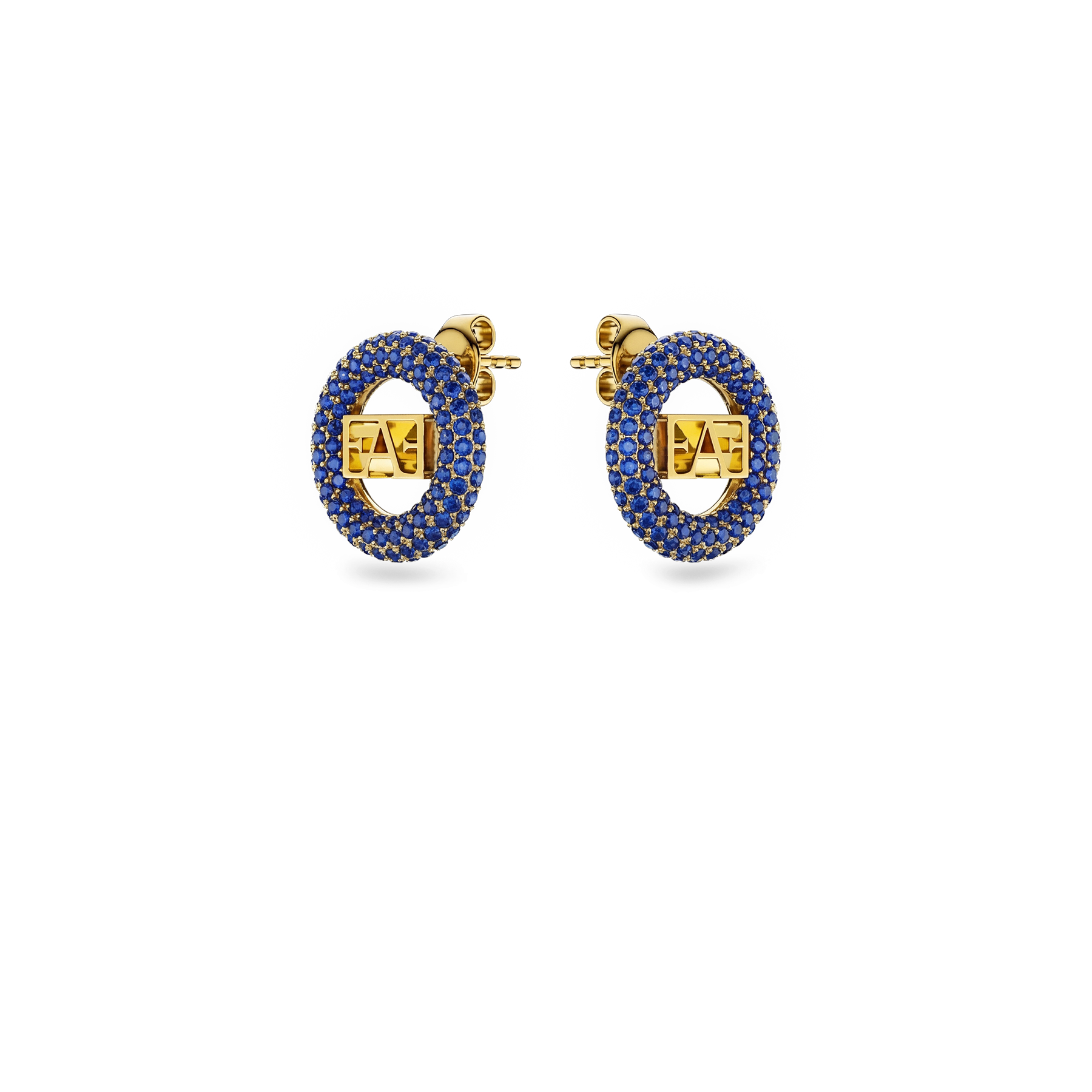 Halo Stud Earrings / Blue Color - Enzo Attini - - earrings, jewelry_women