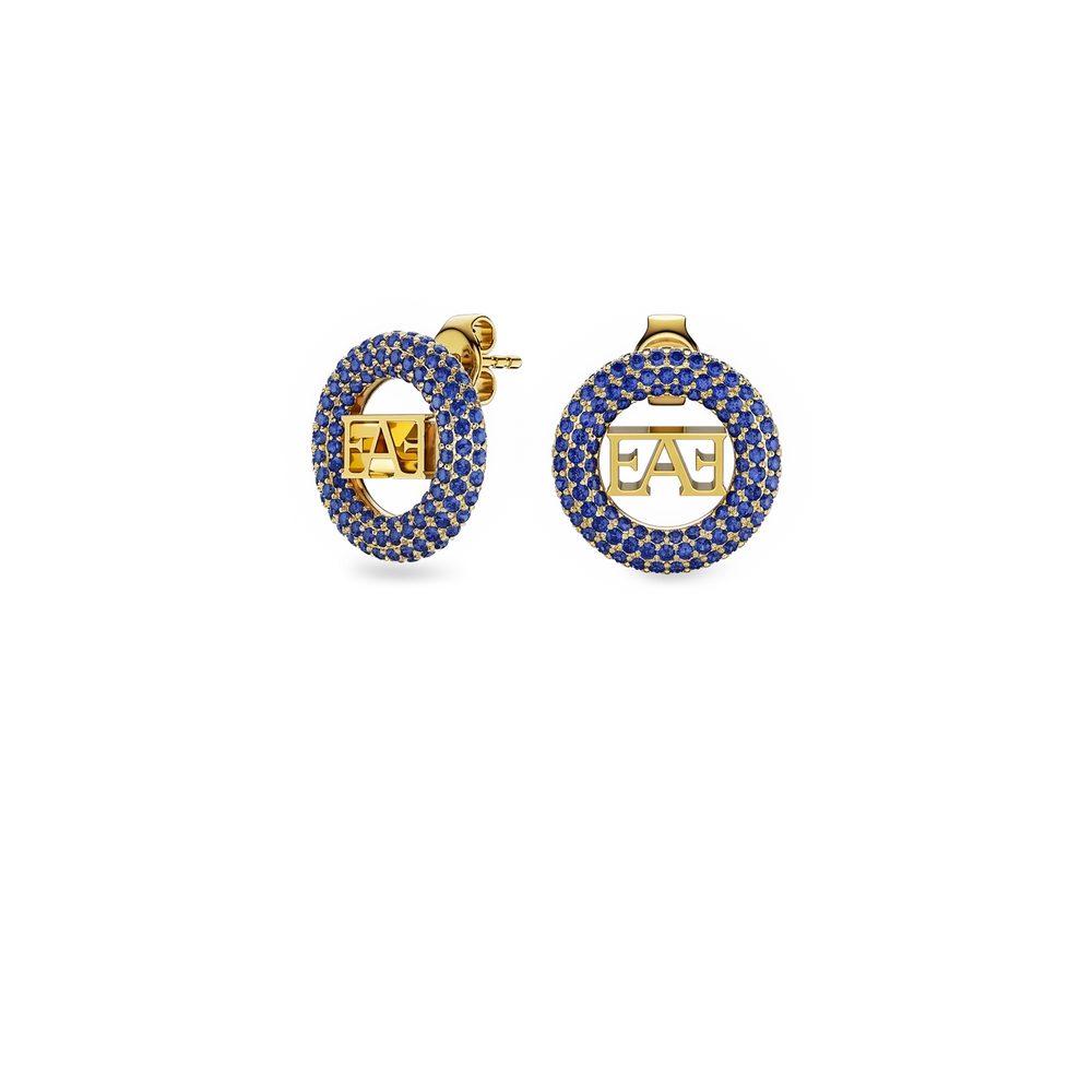 Halo Stud Earrings / Blue Color - Enzo Attini - - earrings, jewelry_women