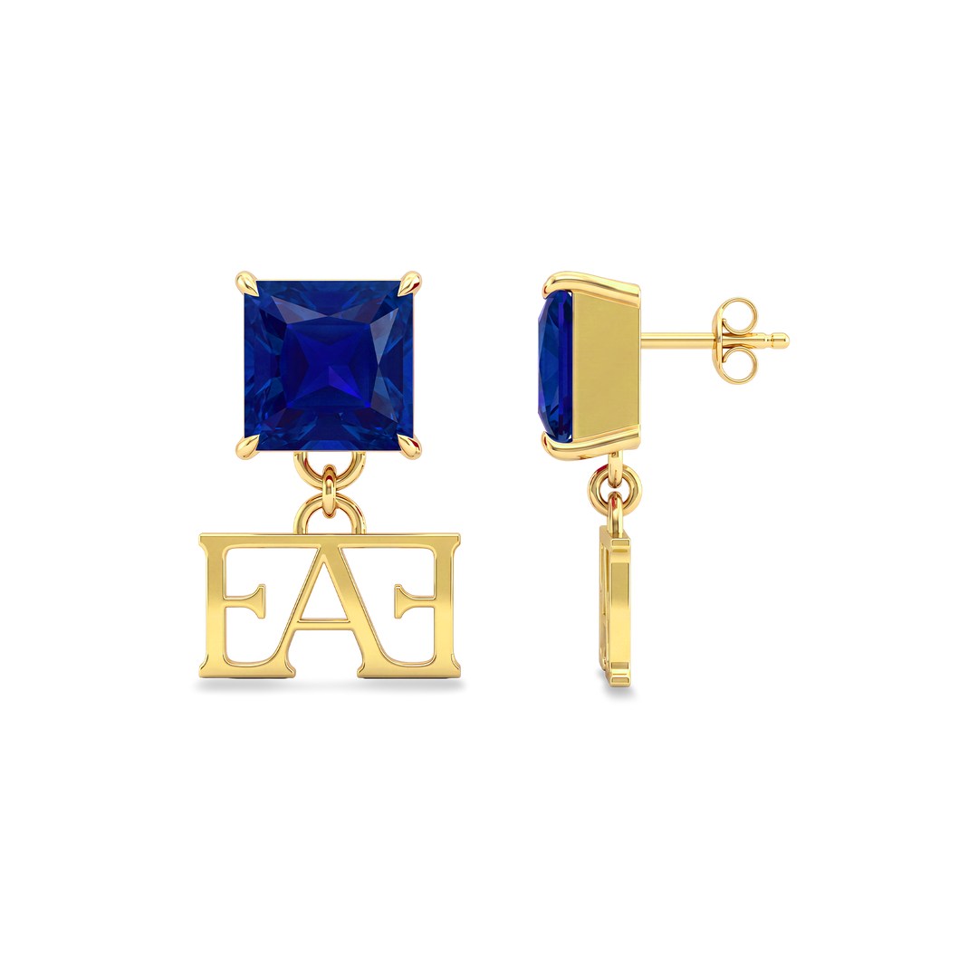 Luce Monogram Earrings / Blue Color