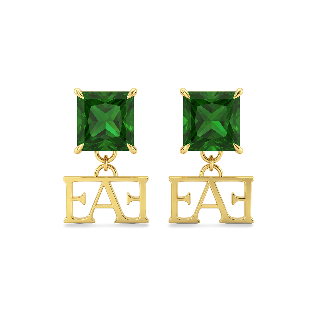 Luce Monogram Earrings / Green Color