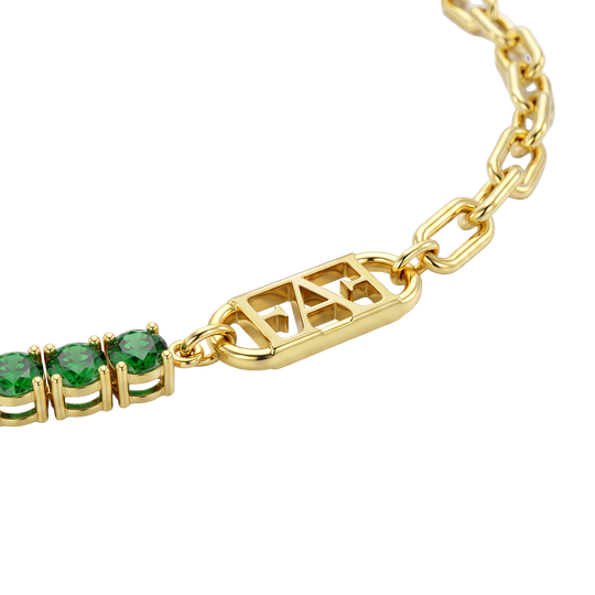 Glam Tennis Chain Necklace / Green Color.