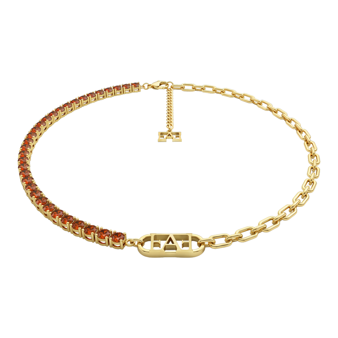 Glam Tennis Chain Necklace / Red Color.