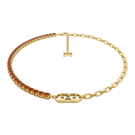 Glam Tennis Chain Necklace / Red Color.