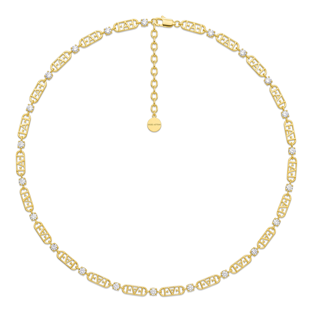 Statement Tennis Necklace / White Color.
