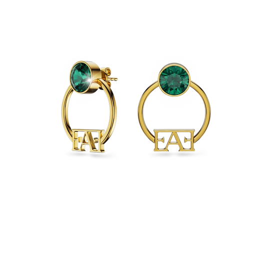 Nova Hoop Earrings / Green Emerald Color - Enzo Attini - - earrings, jewelry_women