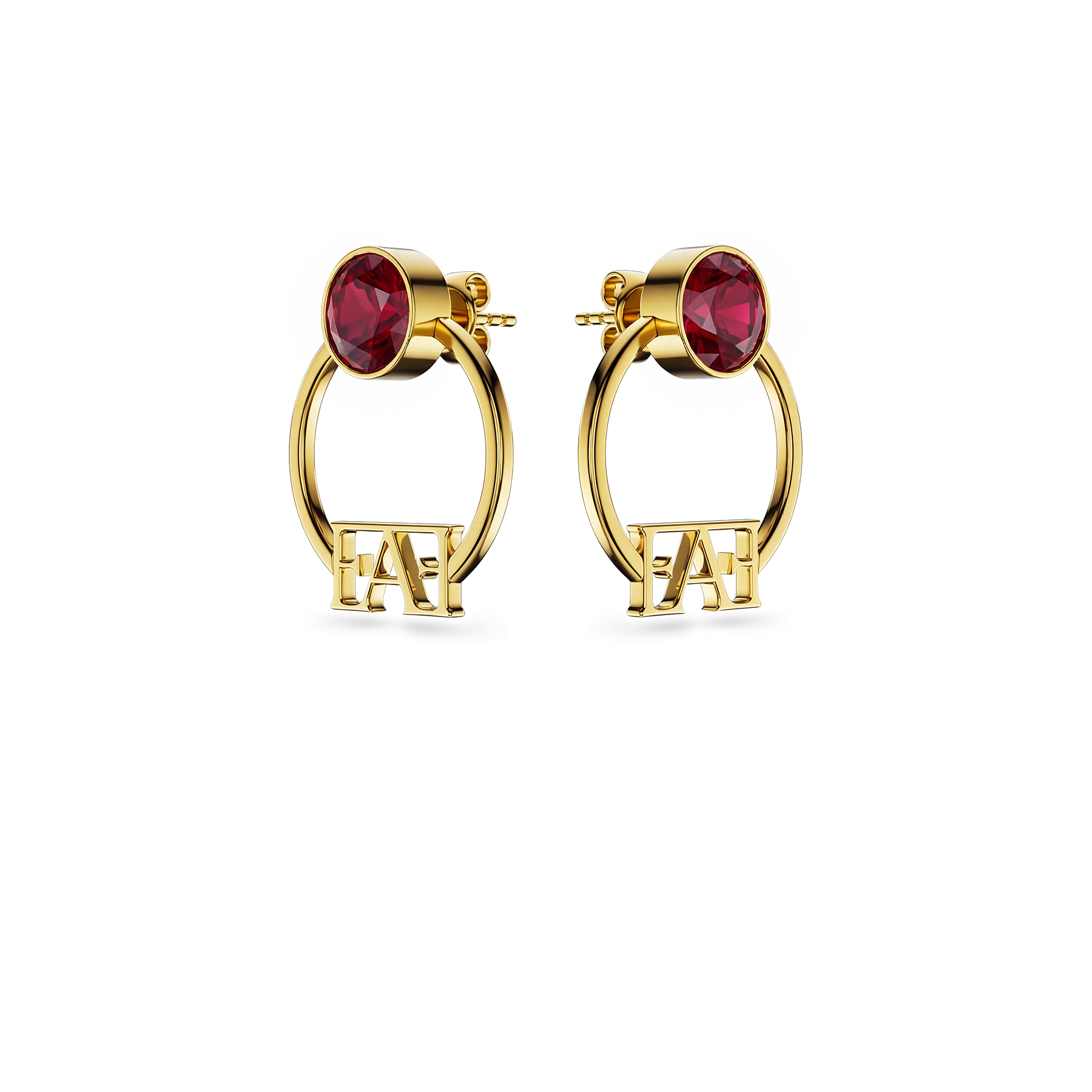Nova Hoop Earrings / Red Ruby Color - Enzo Attini - - earrings, jewelry_women
