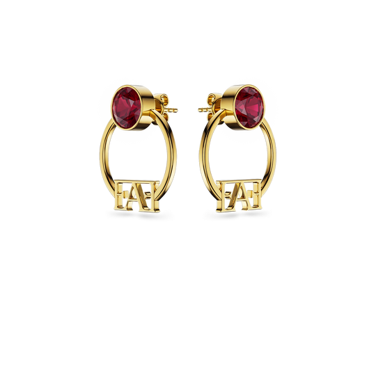 Nova Hoop Earrings / Red Ruby Color - Enzo Attini - - earrings, jewelry_women