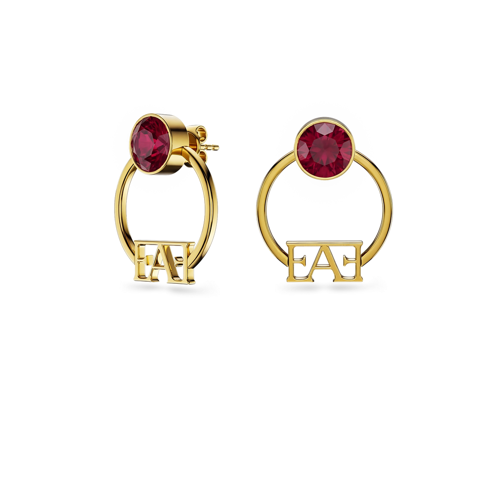 Nova Hoop Earrings / Red Ruby Color - Enzo Attini - - earrings, jewelry_women