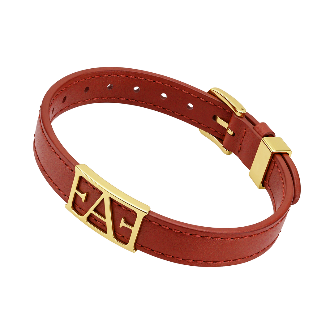 Statement Leather Bracelet / Red Color.