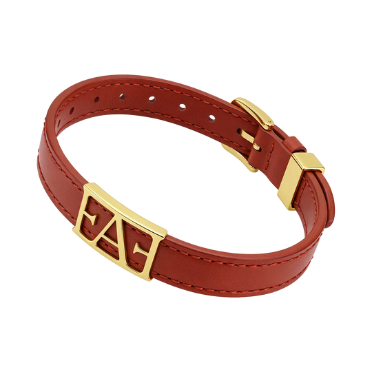 Statement Leather Bracelet / Red Color