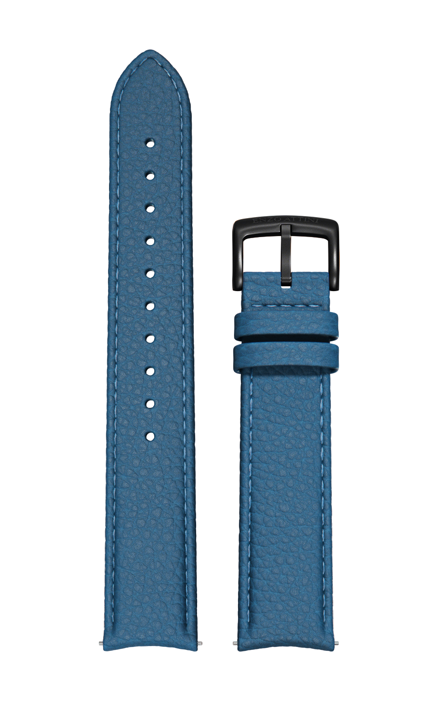 Blue Italian Leather Strap / Black Color Buckle