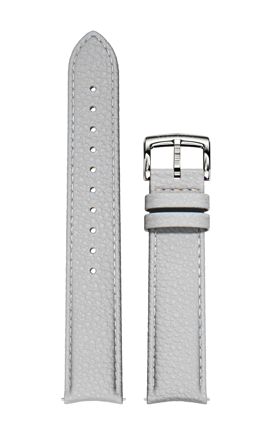 Grey Italian Leather Strap / Silver Color Buckle