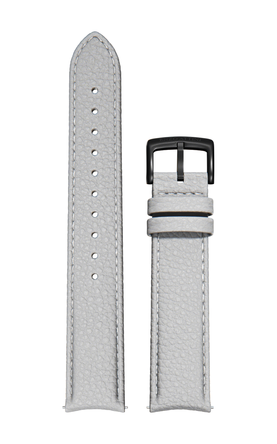 Grey Italian Leather Strap / Black Color Buckle