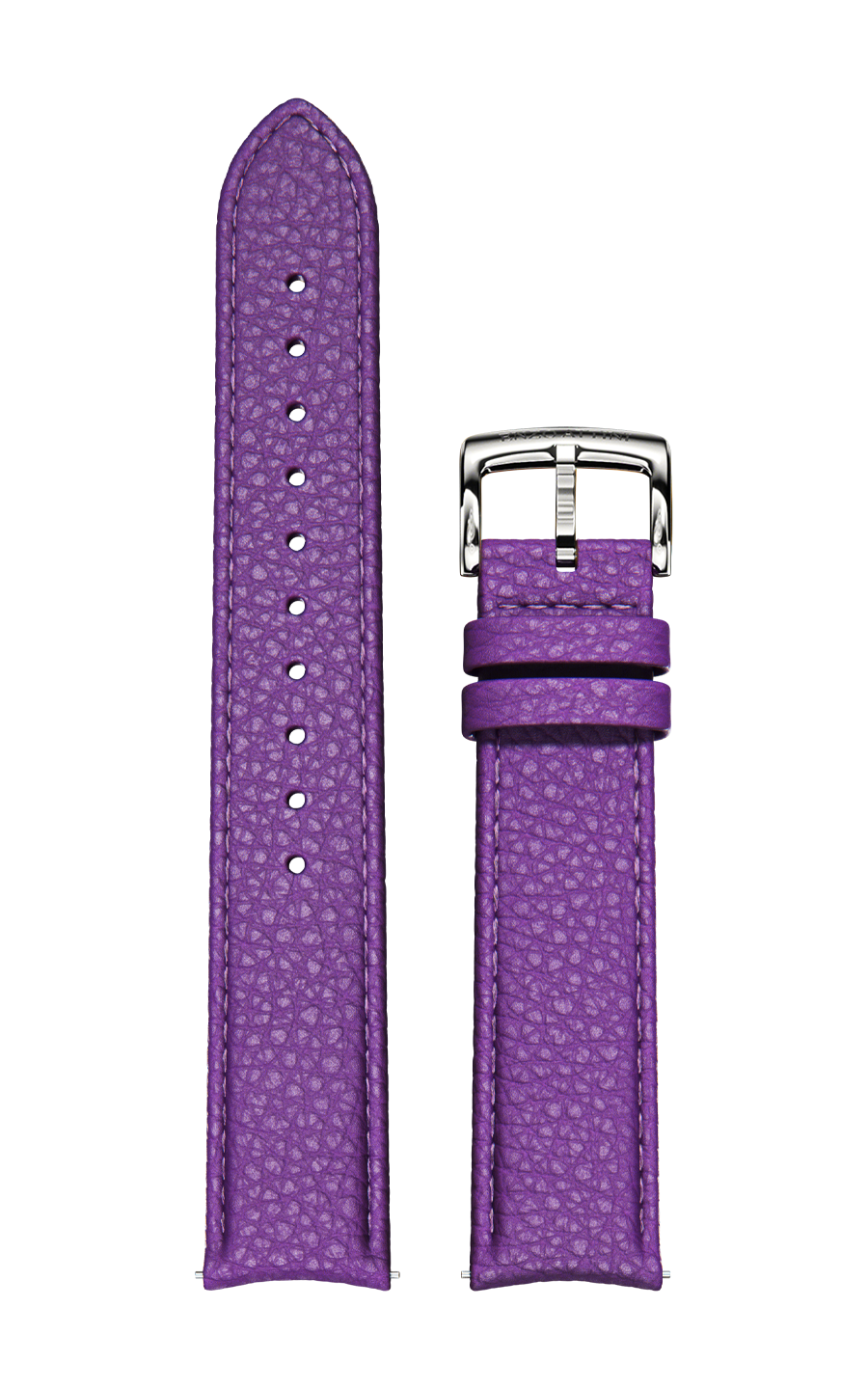 Purple Italian Leather Strap / Silver Color Buckle
